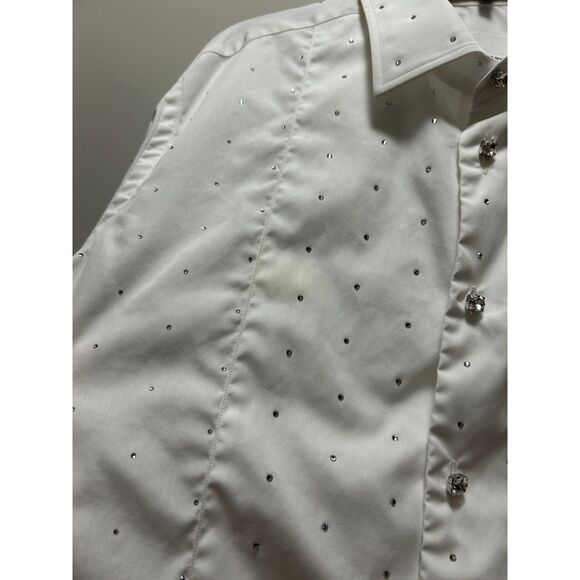 Burberry Crystal Embellished Poplin Dress Shirt Slim Size 15.5 / 39 - Picture 5 of 11